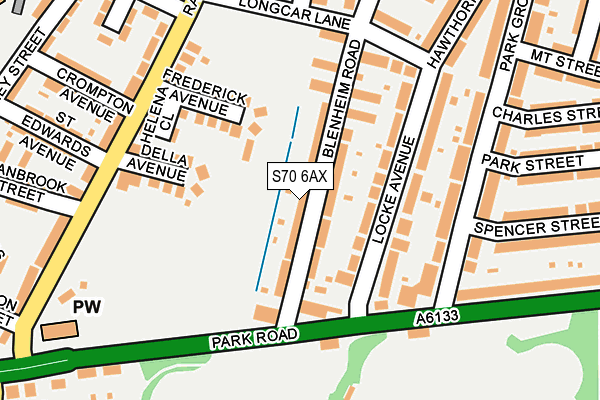 S70 6AX map - OS OpenMap – Local (Ordnance Survey)