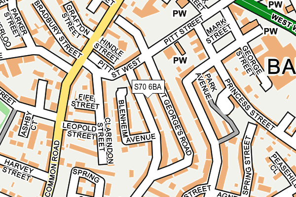 S70 6BA map - OS OpenMap – Local (Ordnance Survey)
