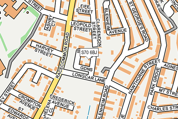 S70 6BJ map - OS OpenMap – Local (Ordnance Survey)