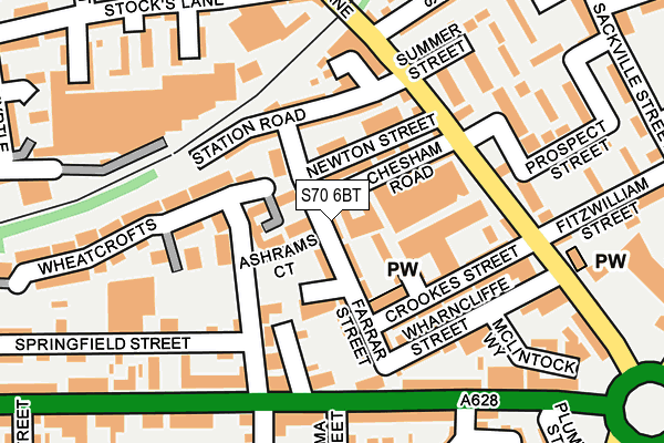 S70 6BT map - OS OpenMap – Local (Ordnance Survey)