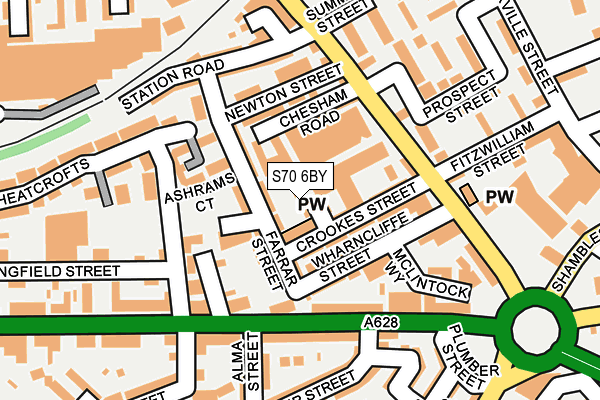 S70 6BY map - OS OpenMap – Local (Ordnance Survey)