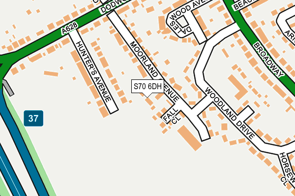S70 6DH map - OS OpenMap – Local (Ordnance Survey)