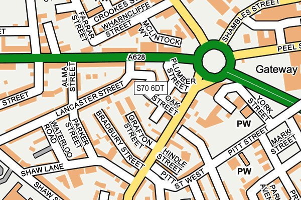 S70 6DT map - OS OpenMap – Local (Ordnance Survey)
