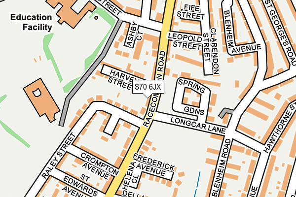 S70 6JX map - OS OpenMap – Local (Ordnance Survey)