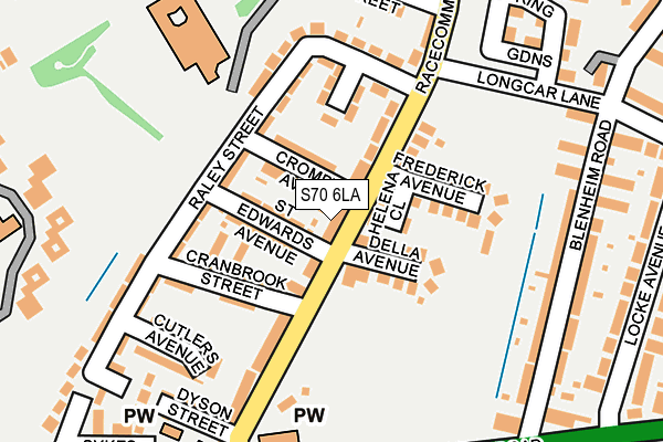 S70 6LA map - OS OpenMap – Local (Ordnance Survey)