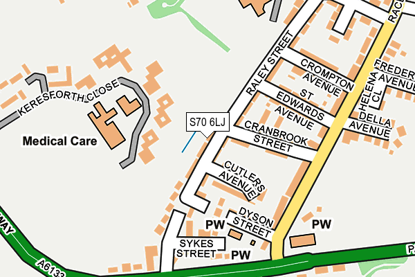 S70 6LJ map - OS OpenMap – Local (Ordnance Survey)