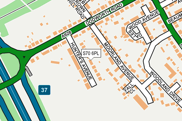S70 6PL map - OS OpenMap – Local (Ordnance Survey)