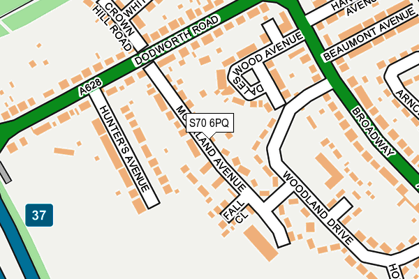 S70 6PQ map - OS OpenMap – Local (Ordnance Survey)