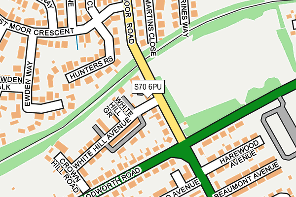 S70 6PU map - OS OpenMap – Local (Ordnance Survey)