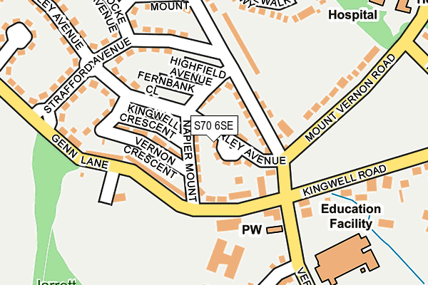 S70 6SE map - OS OpenMap – Local (Ordnance Survey)