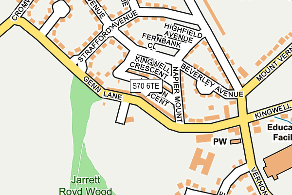 S70 6TE map - OS OpenMap – Local (Ordnance Survey)