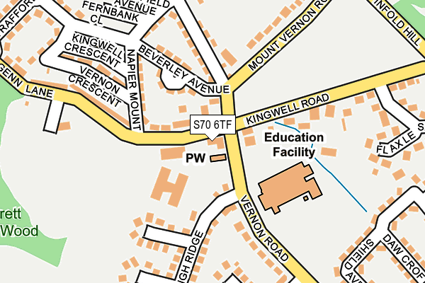 S70 6TF map - OS OpenMap – Local (Ordnance Survey)