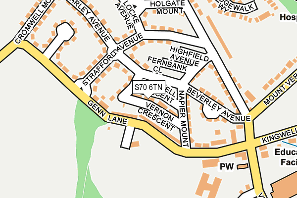 S70 6TN map - OS OpenMap – Local (Ordnance Survey)