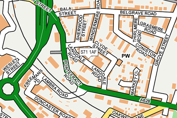 S71 1AF map - OS OpenMap – Local (Ordnance Survey)