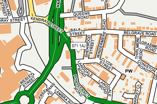 S71 1AJ map - OS OpenMap – Local (Ordnance Survey)