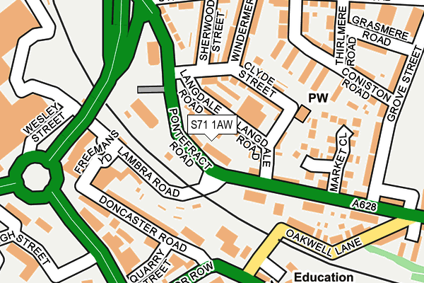 S71 1AW map - OS OpenMap – Local (Ordnance Survey)
