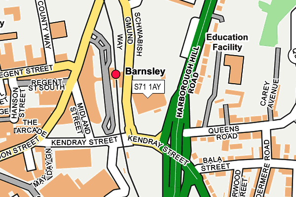 S71 1AY map - OS OpenMap – Local (Ordnance Survey)