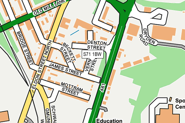 S71 1BW map - OS OpenMap – Local (Ordnance Survey)