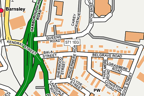 S71 1EG map - OS OpenMap – Local (Ordnance Survey)