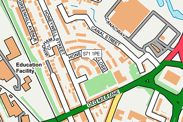 S71 1PE map - OS OpenMap – Local (Ordnance Survey)