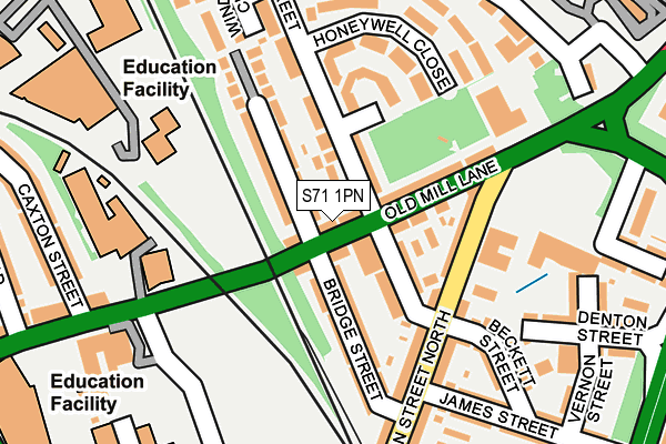 S71 1PN map - OS OpenMap – Local (Ordnance Survey)