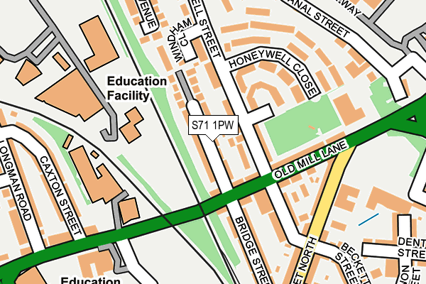 S71 1PW map - OS OpenMap – Local (Ordnance Survey)