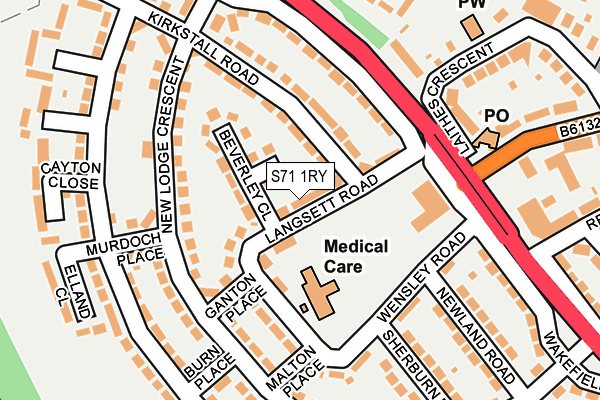 S71 1RY map - OS OpenMap – Local (Ordnance Survey)