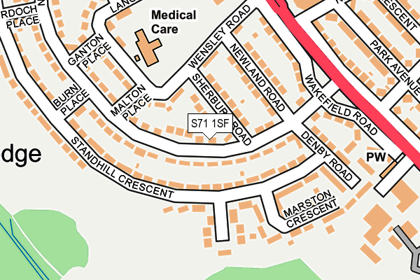 S71 1SF map - OS OpenMap – Local (Ordnance Survey)