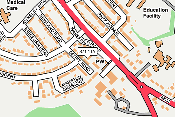 S71 1TA map - OS OpenMap – Local (Ordnance Survey)