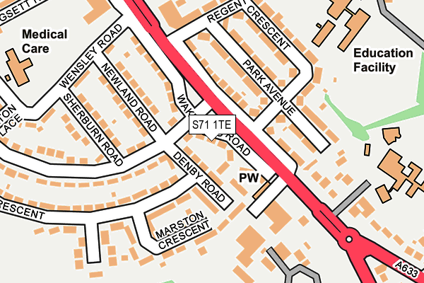 S71 1TE map - OS OpenMap – Local (Ordnance Survey)