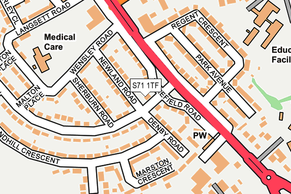 S71 1TF map - OS OpenMap – Local (Ordnance Survey)