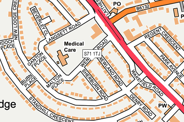 S71 1TJ map - OS OpenMap – Local (Ordnance Survey)
