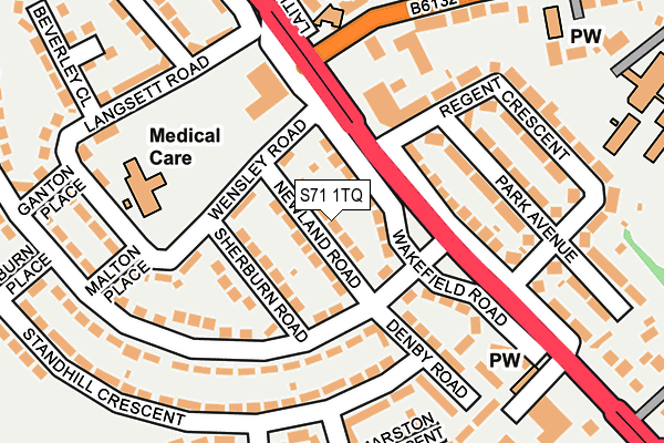 S71 1TQ map - OS OpenMap – Local (Ordnance Survey)