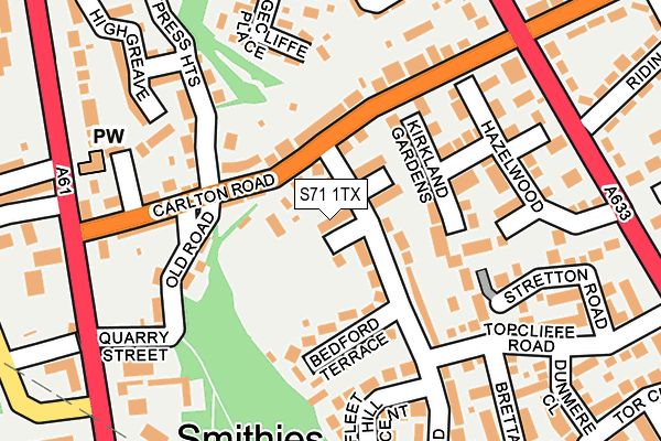 S71 1TX map - OS OpenMap – Local (Ordnance Survey)