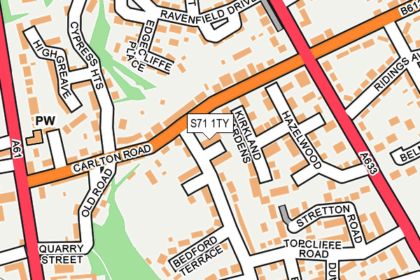 S71 1TY map - OS OpenMap – Local (Ordnance Survey)