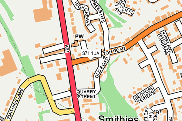 S71 1UA map - OS OpenMap – Local (Ordnance Survey)