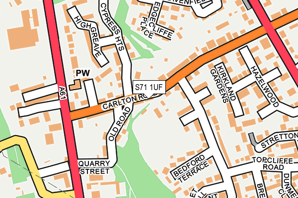 S71 1UF map - OS OpenMap – Local (Ordnance Survey)