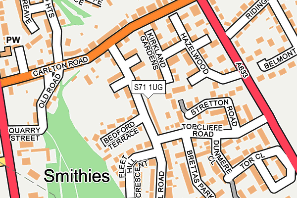 S71 1UG map - OS OpenMap – Local (Ordnance Survey)