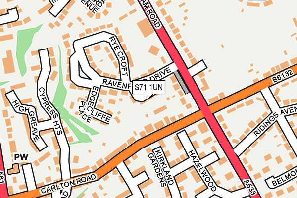 S71 1UN map - OS OpenMap – Local (Ordnance Survey)