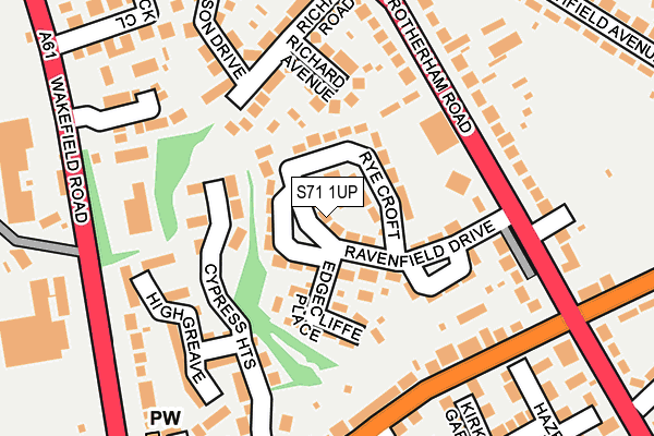 S71 1UP map - OS OpenMap – Local (Ordnance Survey)