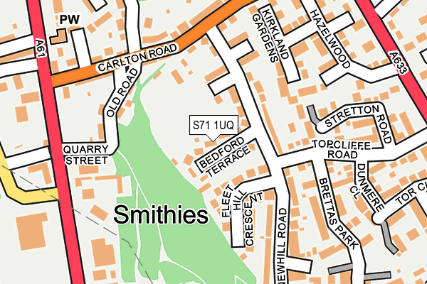 S71 1UQ map - OS OpenMap – Local (Ordnance Survey)