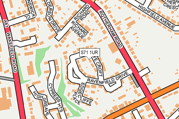 S71 1UR map - OS OpenMap – Local (Ordnance Survey)