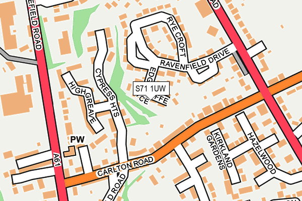 S71 1UW map - OS OpenMap – Local (Ordnance Survey)