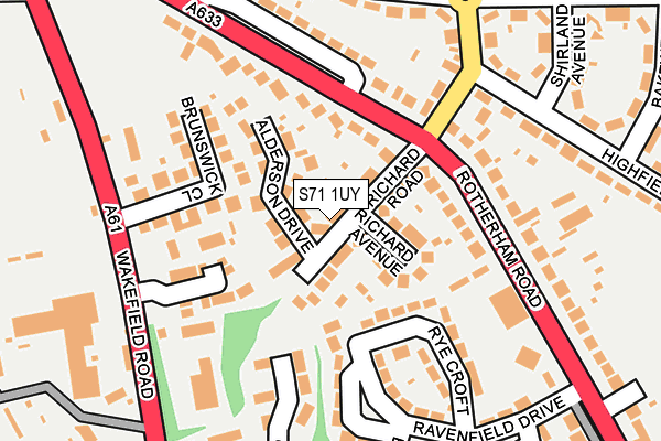 S71 1UY map - OS OpenMap – Local (Ordnance Survey)