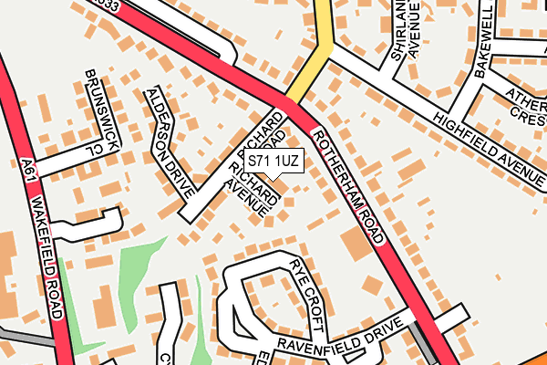 S71 1UZ map - OS OpenMap – Local (Ordnance Survey)
