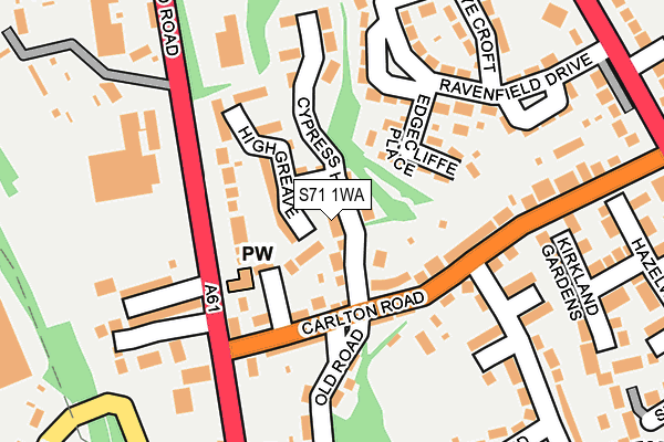 S71 1WA map - OS OpenMap – Local (Ordnance Survey)