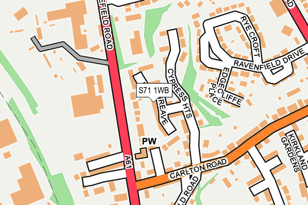 S71 1WB map - OS OpenMap – Local (Ordnance Survey)