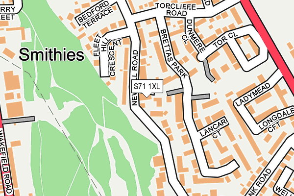 S71 1XL map - OS OpenMap – Local (Ordnance Survey)