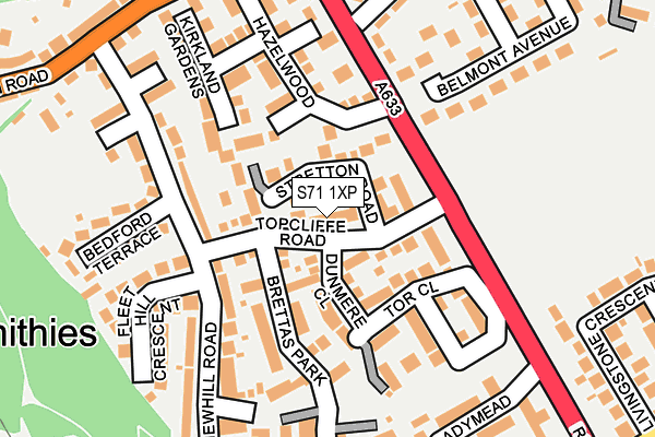 S71 1XP map - OS OpenMap – Local (Ordnance Survey)