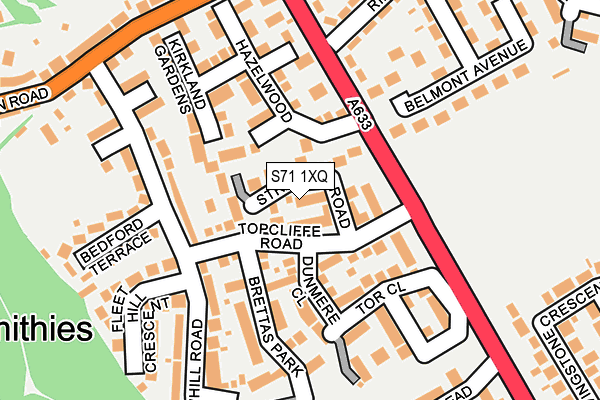 S71 1XQ map - OS OpenMap – Local (Ordnance Survey)